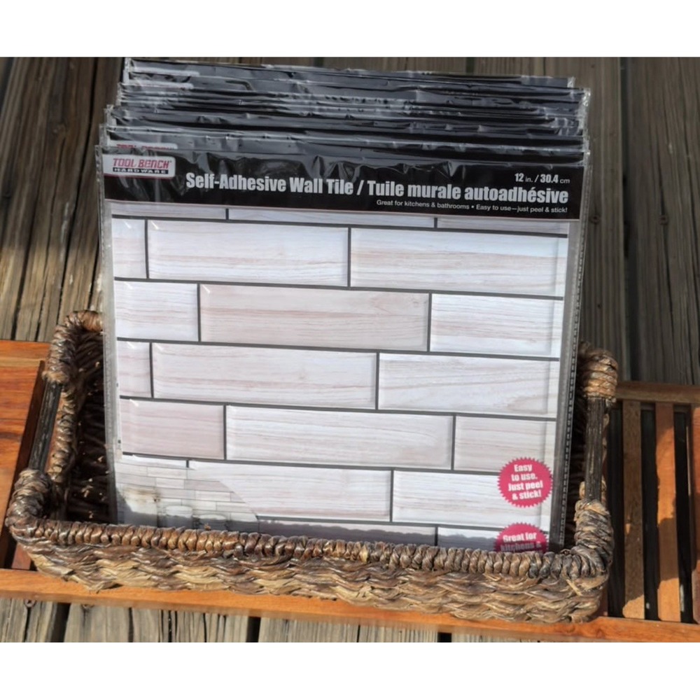 Dollar Tree Peel N' Stick White Light Gray 12x12 Tiles